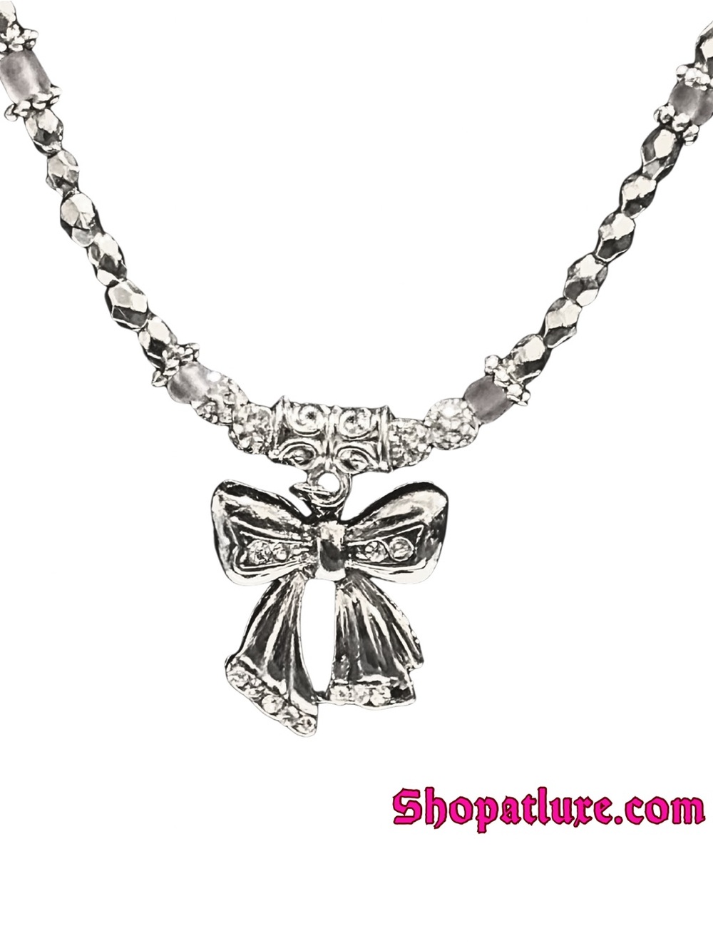 Silver Bow Pendant Necklace